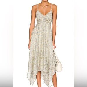 MINKPINK High Low Floral Dress - Cream and Blue